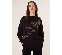 Blue Vanilla Black Leopard And Sequin Bow Sweatshirt Black L/XL