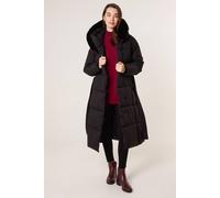 Blue Vanilla Black Long Puffer Faux Fur Hooded Coat Black M