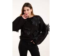 Blue Vanilla Women's Black Long Sleeve Slip On Crew Jumper | Size: Small/Medium
