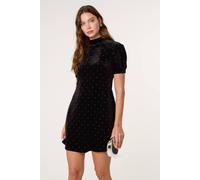Blue Vanilla Black Polka Dot Puff Sleeve Dress Black M