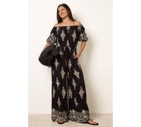 Blue Vanilla Black Printed Off Shoulder Jumpsuit Black L