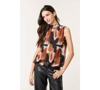 Blue Vanilla Black Printed Sleeveless Puff Hem Blouse Black S