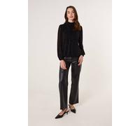 Blue Vanilla Black Rhinestone Shoulder Pad Puffball Blouse Black S