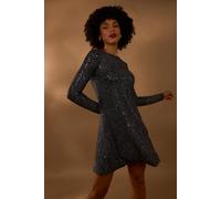 Blue Vanilla Black Sequin Swing Dress Black