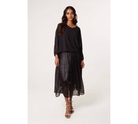 Blue Vanilla Women's Black Shimmery Stud Detailed Tulle Skirt | Size: Medium/Large Blue Vanilla Black M/L