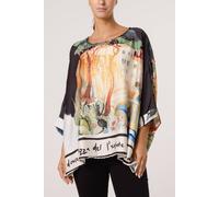 Blue Vanilla Black Short Satin Border Printed Top Slip On Boat Multi