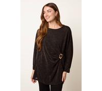 Blue Vanilla Black Short Sleeve Slip On Round Neck Blouse Black