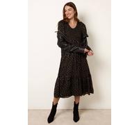 Blue Vanilla Women's Black Gold Foil Midi Dress | Size: 6-8 Blue Vanilla Black 6-8