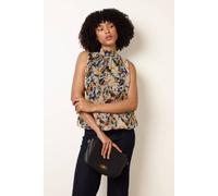 Blue Vanilla Sleeveless Watercolour Puff Hem Blouse - L - Black
