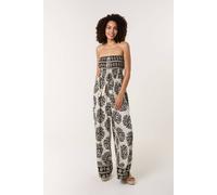 Blue Vanilla Black Strapless Elasticated Printed Jumpsuit Black S/M