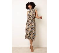 Blue Vanilla Watercolour Printed Sleeveless Midi Dress - XL - Black