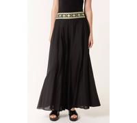 Blue Vanilla Black Wide Leg Embellished Linen Trousers Black XL