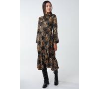Blue Vanilla Blouson Elasticated Wrap Midi Dress In Black Black