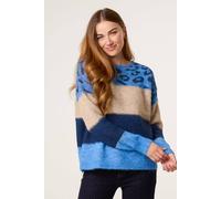 Blue Vanilla Blue Animal Colour Block Jumper Blue