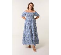 Blue Vanilla Blue Curve Elasticated Off The Shoulder Maxi Dress Blue 18-20