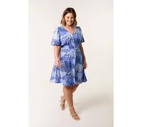 Blue Vanilla Blue Curve Shirred Waist Button Mini Dress Blue