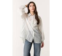 Blue Vanilla Blue Diamante Detailed Shirt With Vertical Stripes Blue S/M