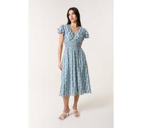 Blue Vanilla Blue Double Frill Shirred Midi Dress Blue M