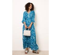 Blue Vanilla Women's Blue Embellished Kimono Style V Front Dress | Size: Large Blue Vanilla Blue L