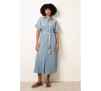 Blue Vanilla Women's Blue Floral Cutwork Embroidery Dress | Size: Large Blue Vanilla Blue L