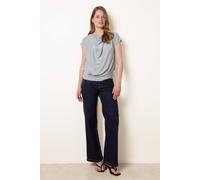 Blue Vanilla Lurex Metallic Cowl Neck Draped Top - M-L - Blue
