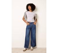 Blue Vanilla Multi Stretch Side Stripe Deep Waistband Trousers - M - Blue
