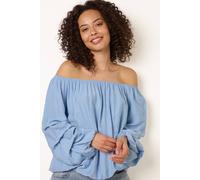 Blue Vanilla Women's Blue Rouched Sleeve Top | Size: Small/Medium