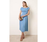 Blue Vanilla Scuba Crepe Off-Shoulder Skater Dress - UK 12 - Blue