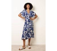 Blue Vanilla Blue Short Printed V Neck Dress Zip V-Neck Midi Blue