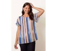 Blue Vanilla Blue Short Sleeve Slip On Round Neck Blouse Blue