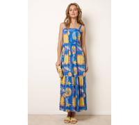 Blue Vanilla Women's Blue Sleeveless Vibrant Strappy Dress Slip On Square Maxi | Size: Large Blue Vanilla Blue L