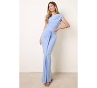 Blue Vanilla Soft Touch Off Shoulder Detailing Ruched Maxi Dress - UK 16 - Blue
