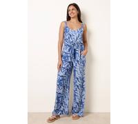 Blue Vanilla Tie Front Jumpsuit - S - Navy