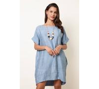 Blue Vanilla Washed Effect Tunic Dress - One Size - Blue