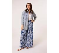 Blue Vanilla Wide Leg Pants With Tie-Dye Print - S-M - Blue