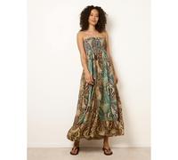 Blue Vanilla Women's Multi Bold Print Bandeau Shirred Maxi Dress Blue Vanilla Multicolor One Size