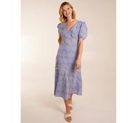 Blue Vanilla Broderie Anglaise Puff Sleeve Midi Dress - UK 12 - Blue