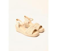 Blue Vanilla Broderie Detail Platform Sandals - UK 6 - Beige