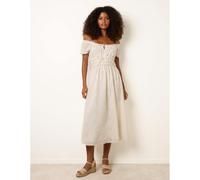 Blue Vanilla Women's Ivory Broderie Front Tie Midi Dress | Size: XL Blue Vanilla Ivory XL