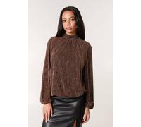 Blue Vanilla Bronze Lurex Puffball High Neck Blouse Bronze XL