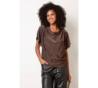 Blue Vanilla Bronze Short Sleeve Slip On Cowl Top Bronze