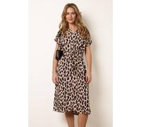 Blue Vanilla Brown Animal Drawstring Waist Shirt Dress Brown L/XL