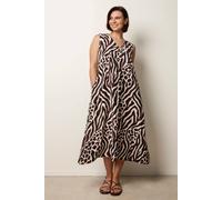 Blue Vanilla Animal Print V Neck Dress - M-L - Brown