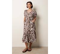 Blue Vanilla Coconut Button Belted Midi Dress - S - Brown