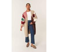 Blue Vanilla Brown Colour Block 3D Flower Longline Cardigan Brown M/L