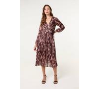 Blue Vanilla Brown Crossover Metallic Pleated Dress Brown M