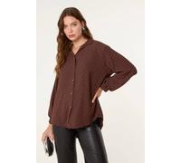 Blue Vanilla Brown Diamante Shirt Brown One Size