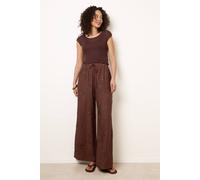 Blue Vanilla Embroidered Pattern Wide-Leg Trousers - L - Brown