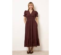 Blue Vanilla Embroidery Detail V-Neck Maxi Dress - XL - Brown