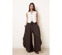 Blue Vanilla Extreme Wide Leg Linen Trousers - One Size - Brown